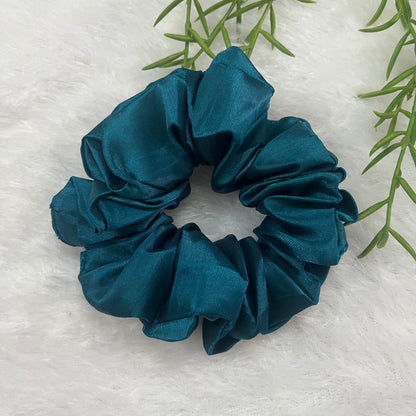 Teal blue - Large satin scrunchie
