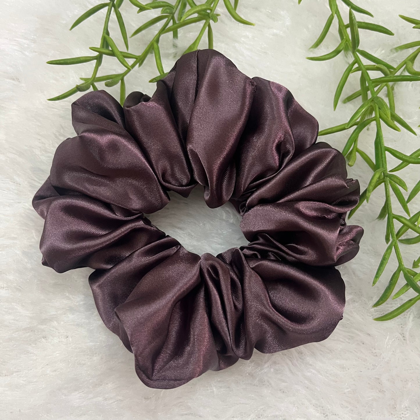 Aubergine - Large satin scrunchie