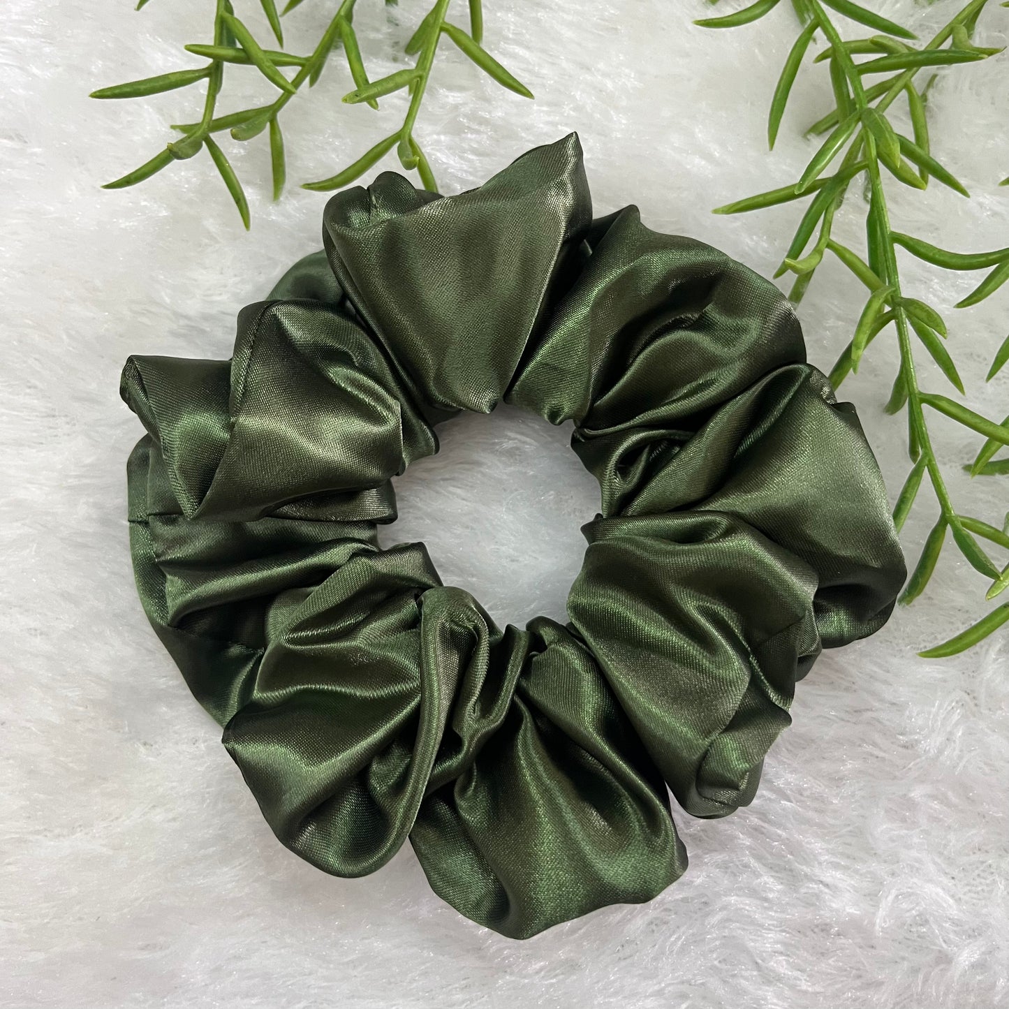 Sea green - Large satin scrunchie