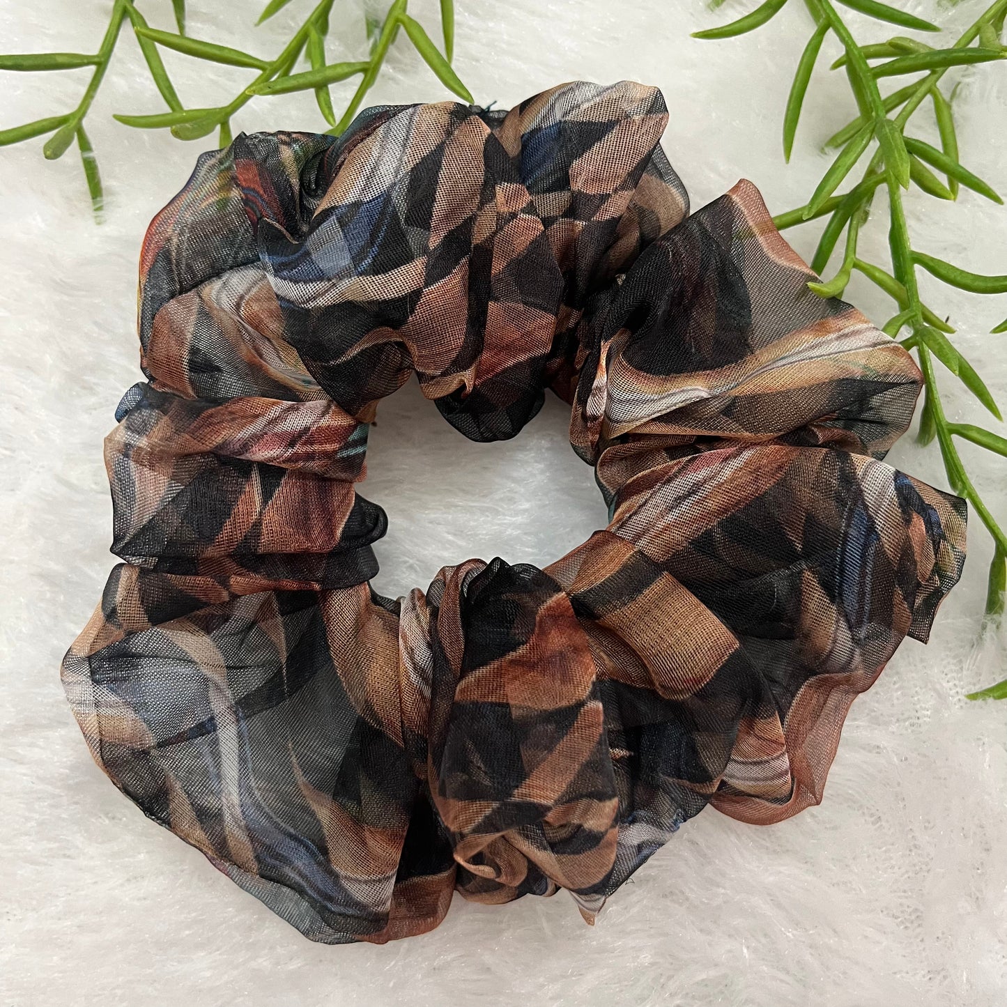 Mocha - Organza large scrunchie