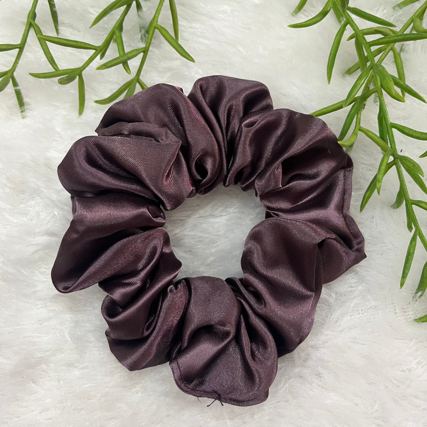 Aubergine - Regular satin scrunchie