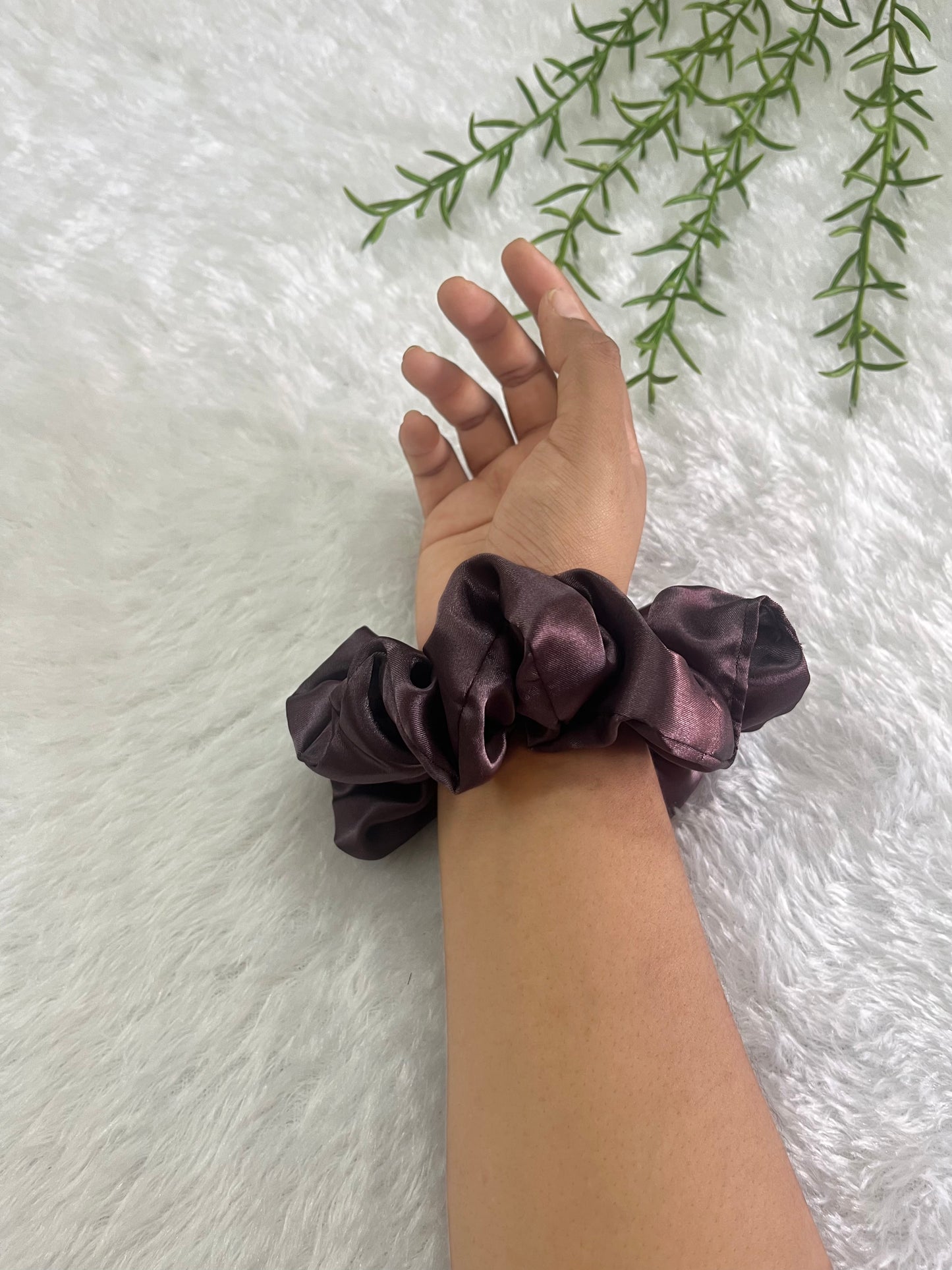 Aubergine - Large satin scrunchie