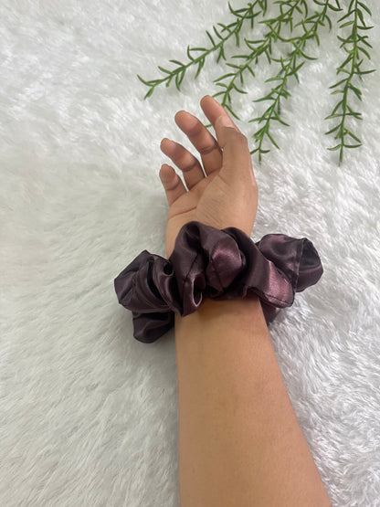 Aubergine - Large satin scrunchie