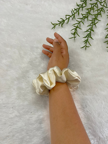 Cream - Large satin scrunchie