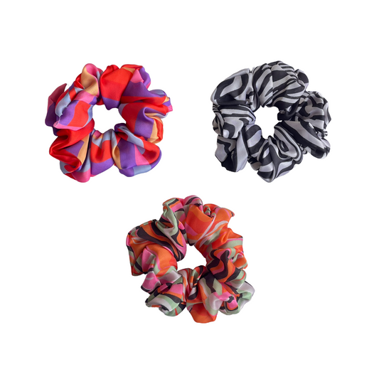 Large Satin Georgette Scrunchie - Pack of 3