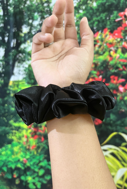 Black - Large satin scrunchie