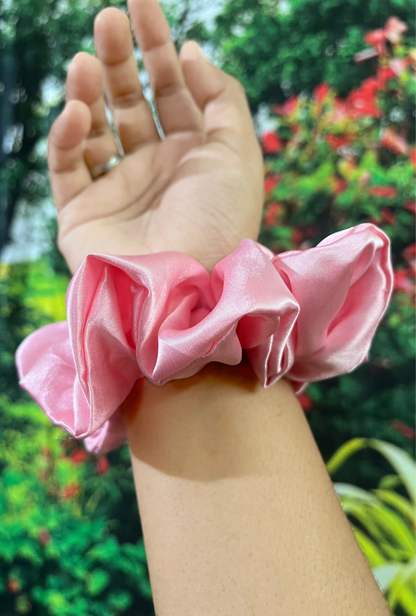 Pink Coral - Large satin scrunchie