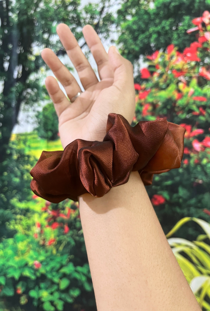 Cinnamon Brown - Large georgette scrunchie