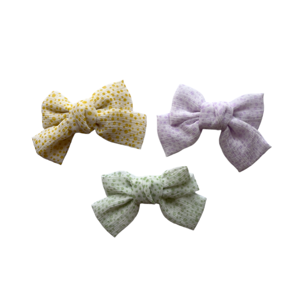 Polka Bow Clip - Pack of 3