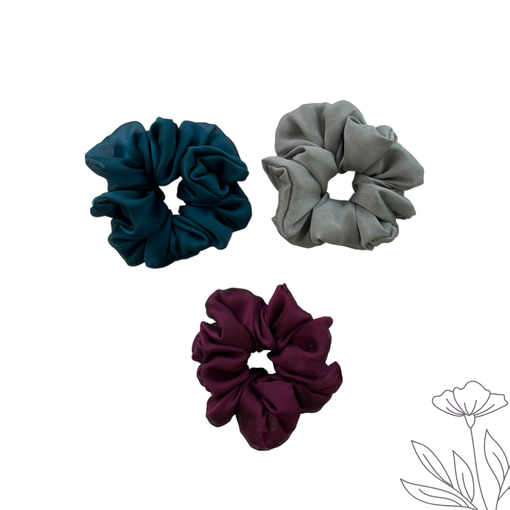 Large Georgette Scrunchie - Pack of 3