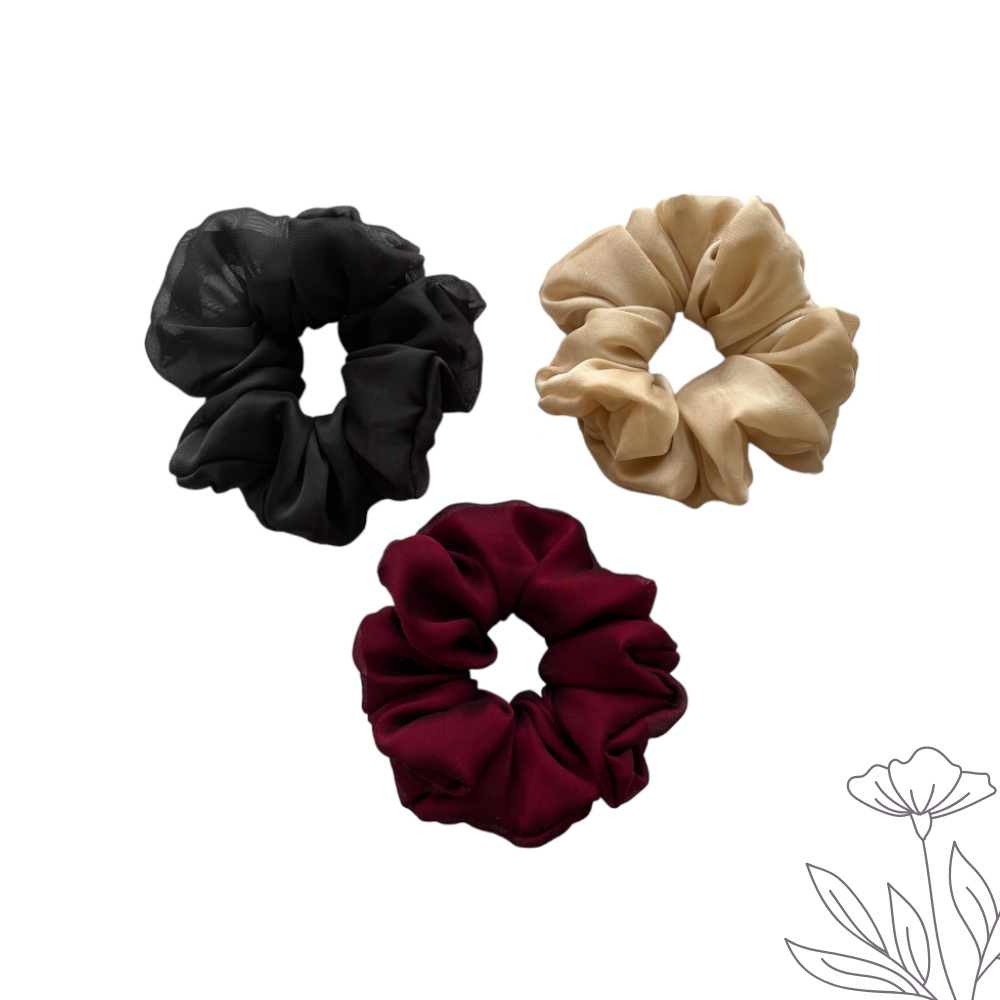 Large Georgette Scrunchie - Pack of 3