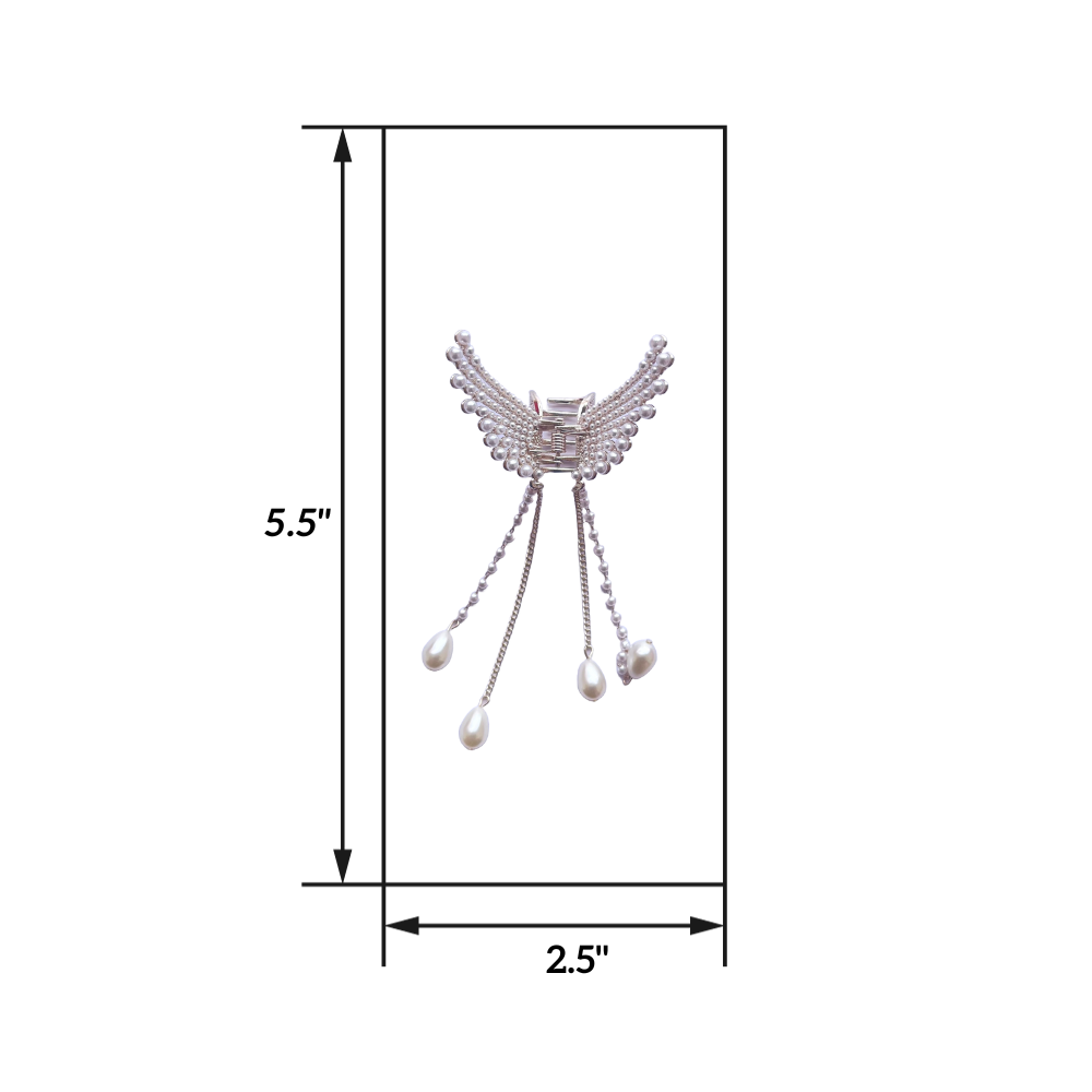 Butterfly Claw Clip - White Pearls