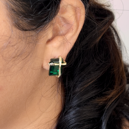 Elegant Green Stone Stud