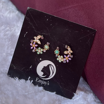 Floral Crescent Stud