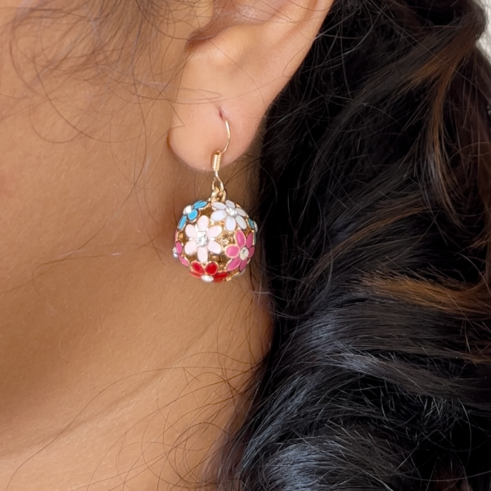 Floral Round Ear Drop