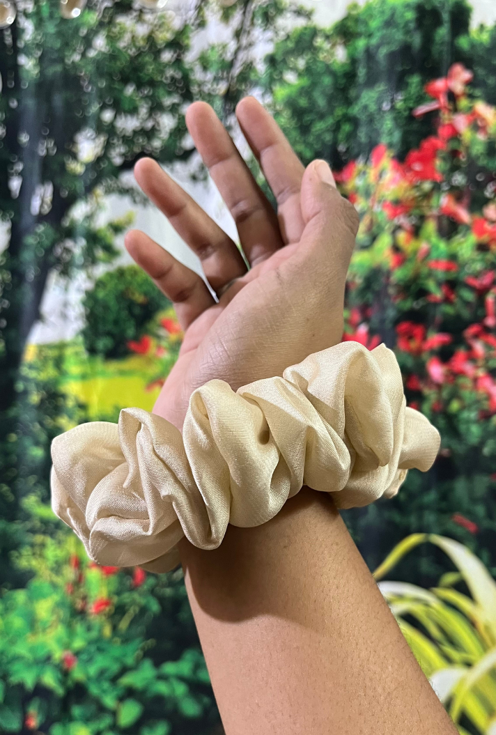 Beige - Large georgette scrunchie