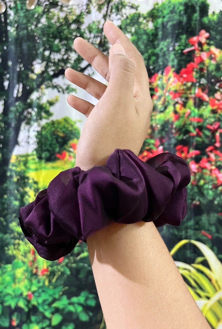 Wine - Large georgette scrunchie