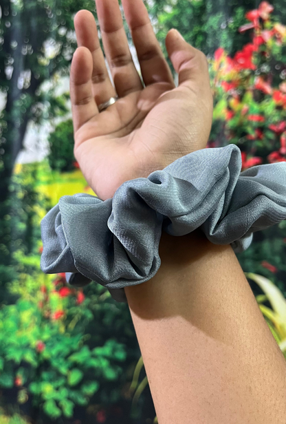 Grey - Large georgette scrunchie