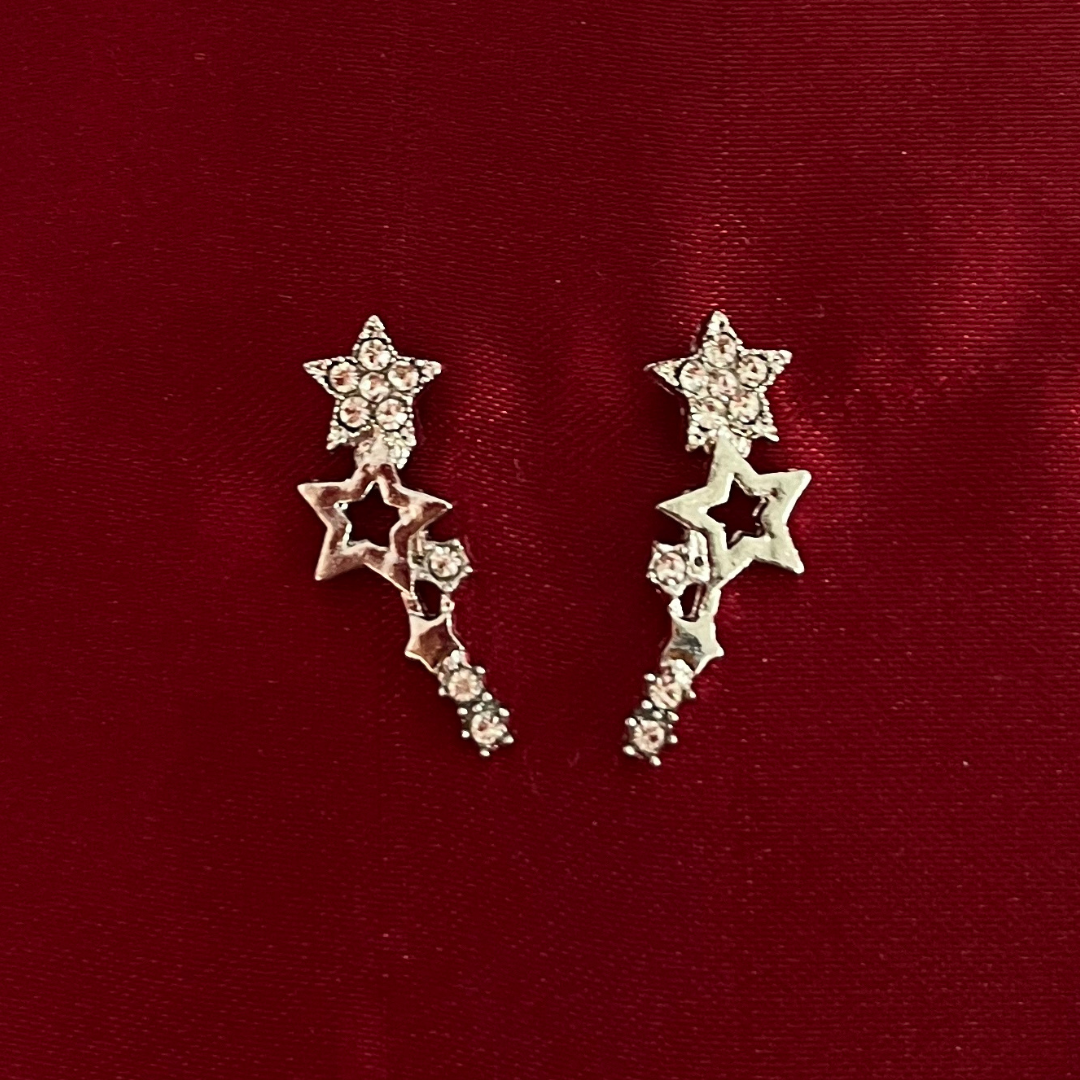 Starry Ear Climber Stud-Silver