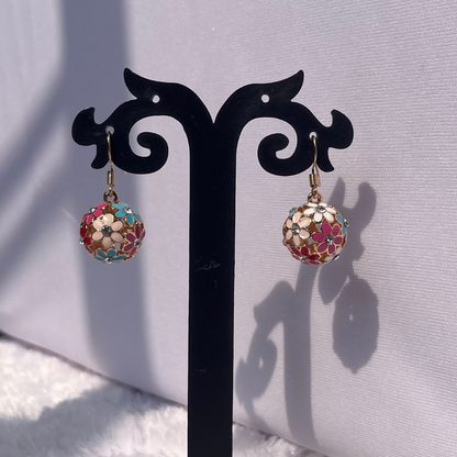 Floral Round Ear Drop