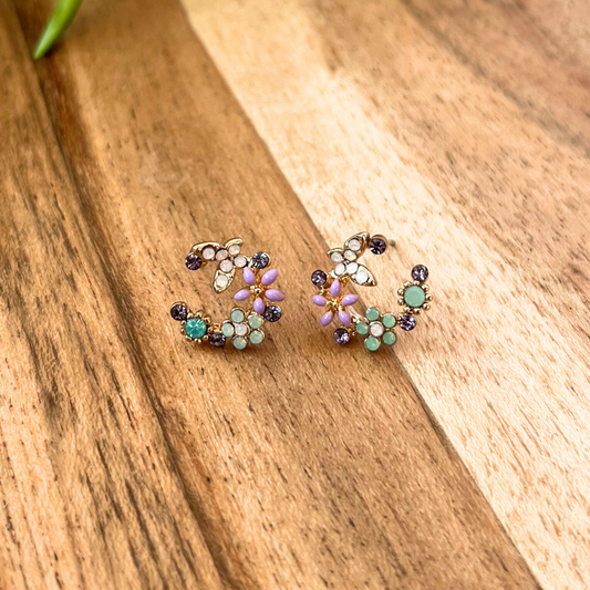 Floral Crescent Stud