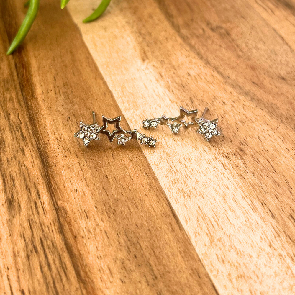 Starry Ear Climber Stud-Silver