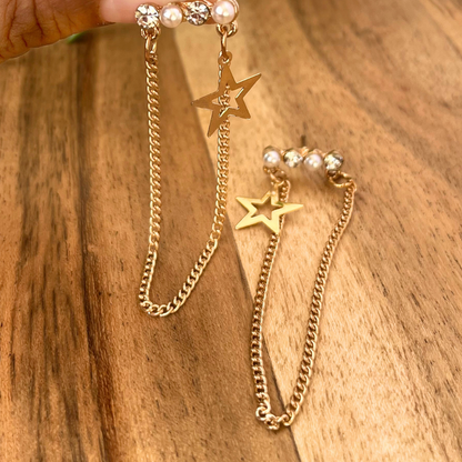 Pearl Star Ear Drop - Gold