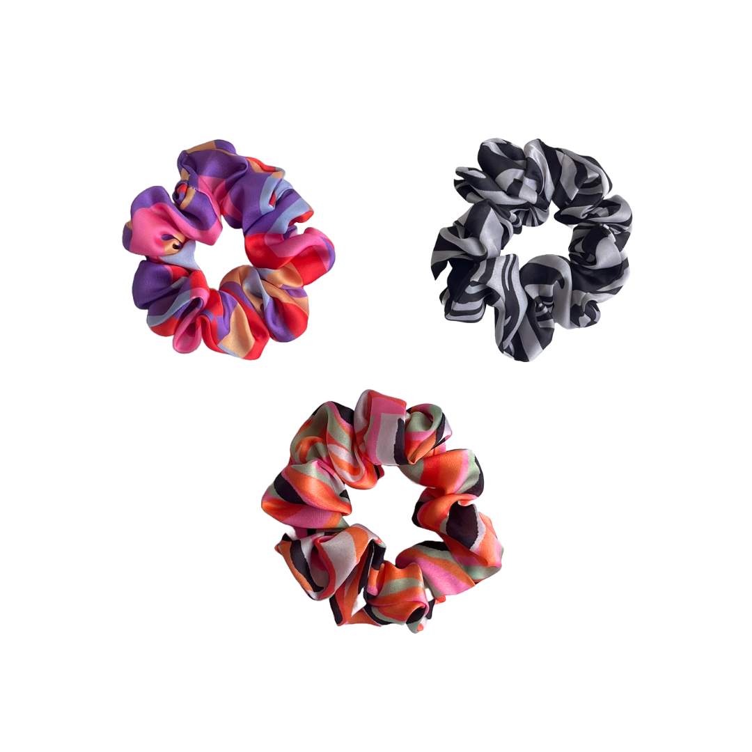 Regular Satin Georgette Scrunchie - Pack of 3