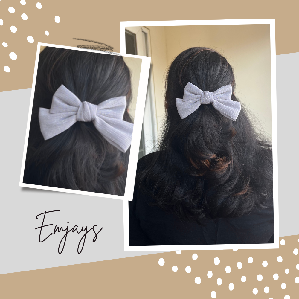 Silver Shimmer Bow Clip