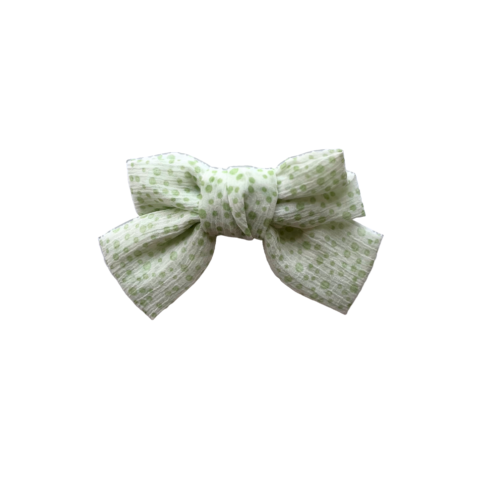 Green Polka Bow Clip