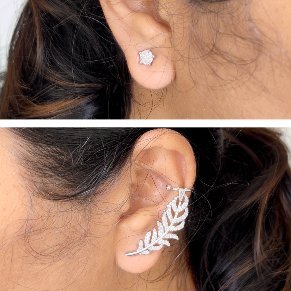 Stone Ear Climber Stud - Silver