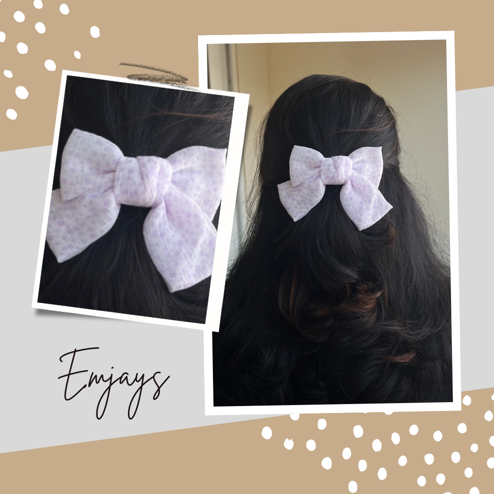 Violet Polka Bow Clip