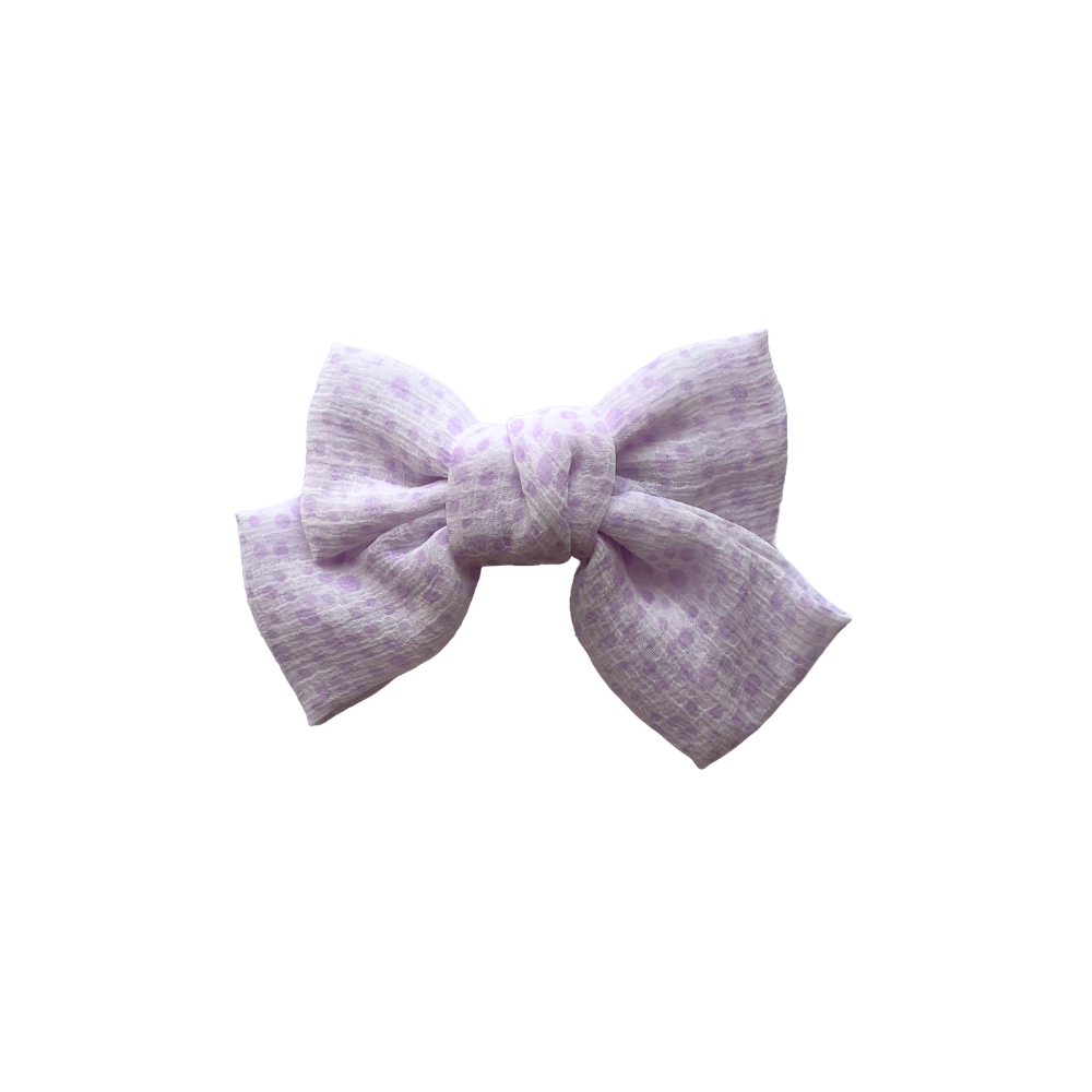 Violet Polka Bow Clip