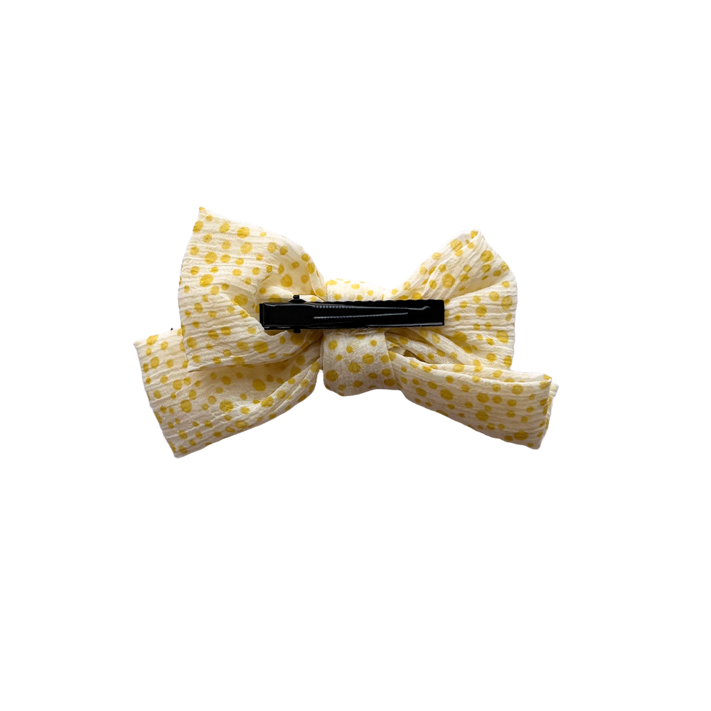 Yellow Polka Bow Clip