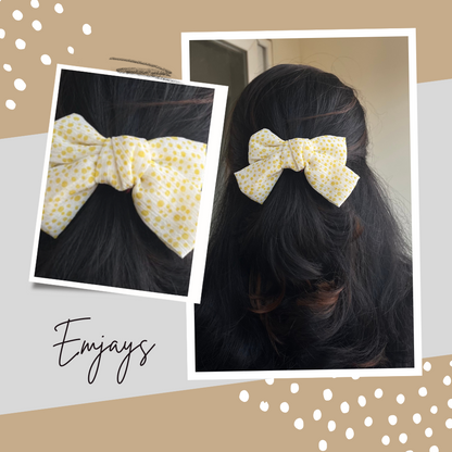 Yellow Polka Bow Clip