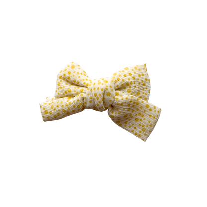 Yellow Polka Bow Clip