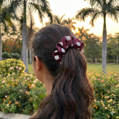 Wine retro - Regular satin scrunchie